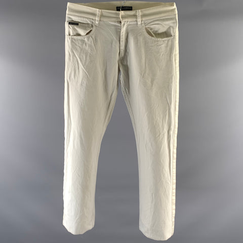 DOLCE & GABBANA Size 32 Cream White Tuxedo Denim Pants