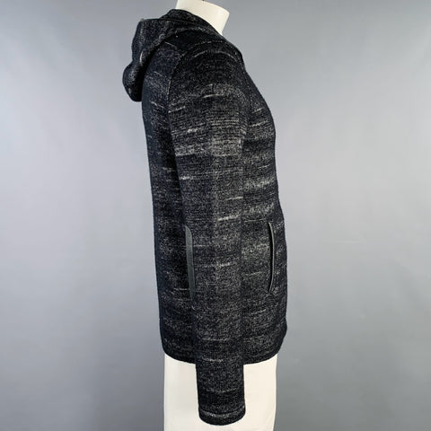 JOHN VARVATOS * U.S.A. Size L Black Silver Heather Polyester Wool Jacket