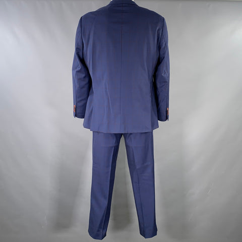 GIOVANNI BRESCIANI Size 46 Regular Blue Rust Window Pane Wool Suit