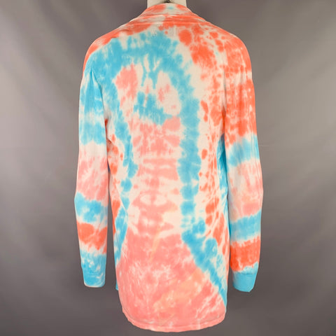 BAJA EAST Size S Pink Blue Tie Dye Pima Cotton Open Front Cardigan