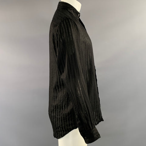 LORENZI Size S Black Stripe  Button Up Long Sleeve Shirt