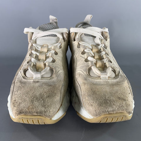 ACNE STUDIOS Size 10 White Cream Distressed Suede Lace Sneakers