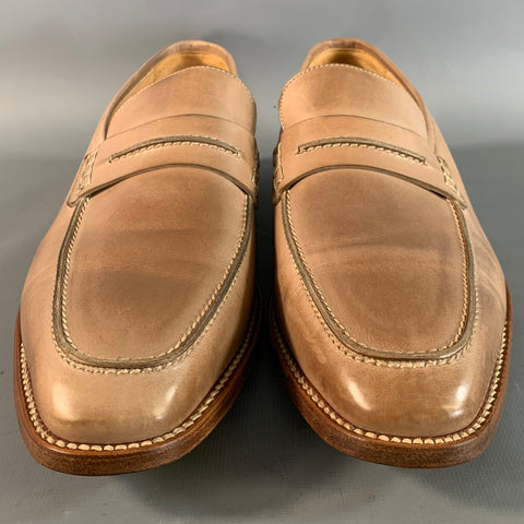 GRAVATI Size 9.5 Tan Beige 17293 Leather Penny Loafer Loafers