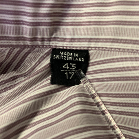 TOM FORD Size XL White Purple Stripe Cotton Pointed Collar Long Sleeve Shirt