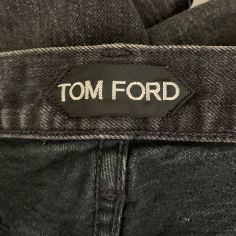 TOM FORD Size 32 Black Wash Selvedge Denim Button Fly Jeans