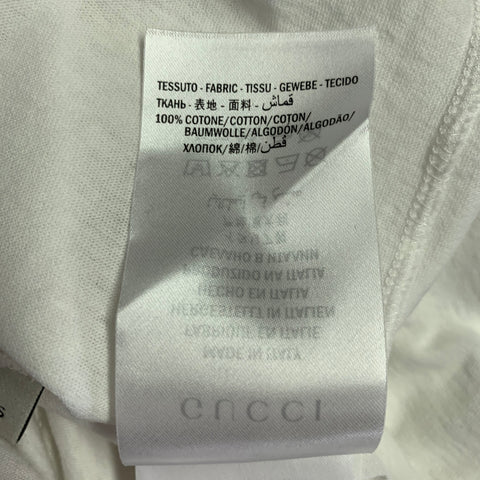 GUCCI Size S White Red Green Logo Cotton Crew-Neck T-shirt