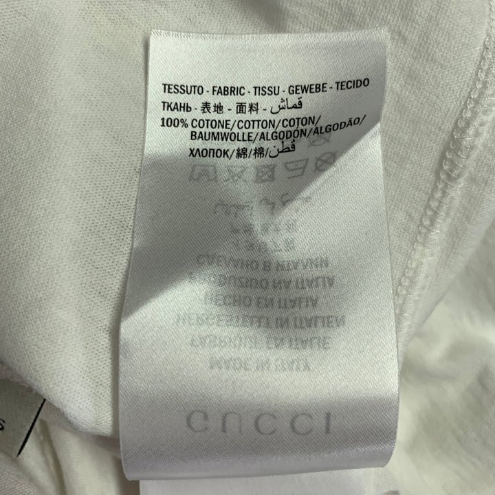 GUCCI Size S White Red Green Logo Cotton Crew-Neck T-shirt