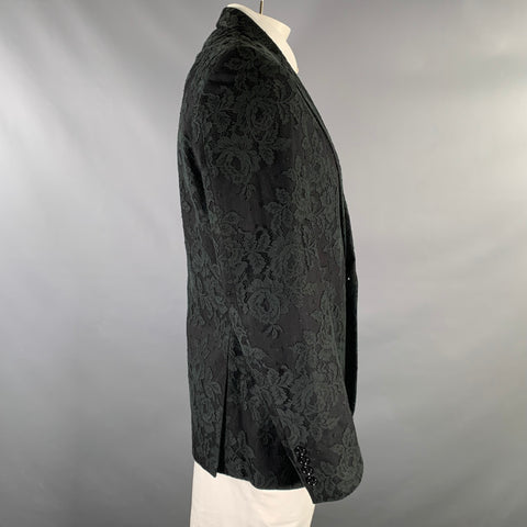 D&G by DOLCE & GABBANA Size 44 Black Lace Notch Lapel Sport Coat