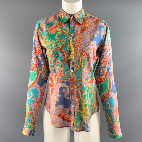 RALPH LAUREN Size S Blue Lavender Cotton Paisley Pointed Collar Set