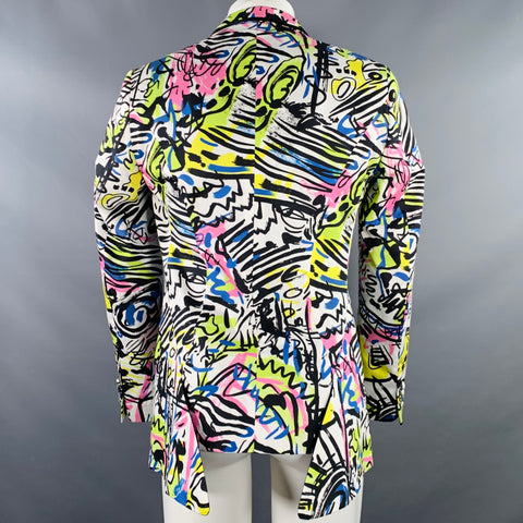MOSCHINO COUTURE Size 38 Multi Color Print Cotton Notch Lapel Sport Coat