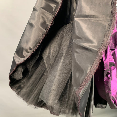 VINTAGE Size S Purple Taffeta Tulle Petticoat Pleated Midi Skirt