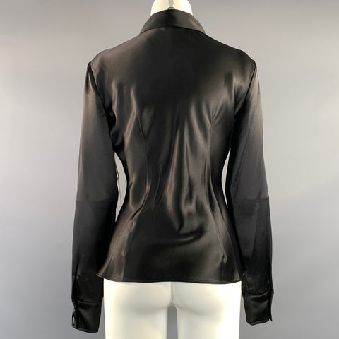 STAUD Size 4 Black Acetate & Polyester Button Up Blouse