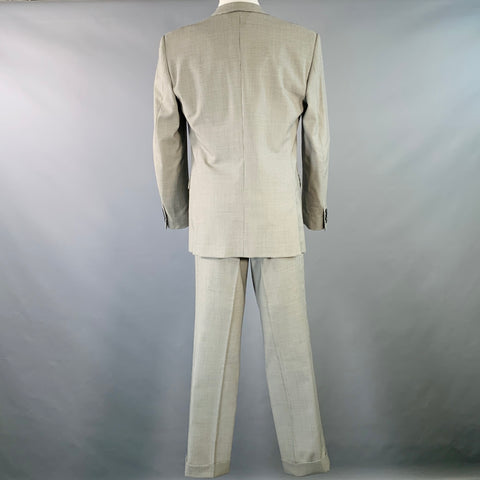 RALPH LAUREN Size 40 Regular Black Grey Houndstooth Wool Notch Lapel Suit