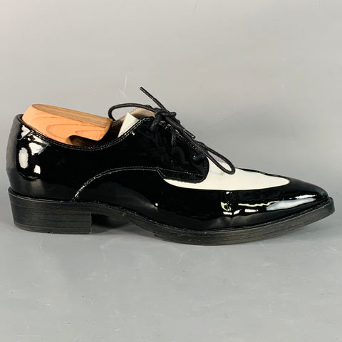 ALLSAINTS Size 9 Lex Black White Color Block Spectator Derby Pointed Toe Lace-Up Shoes