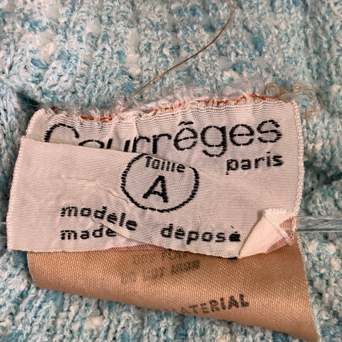 COURREGES Vintage Size XS Blue White Triacetate Blend Crew Neck Pullover