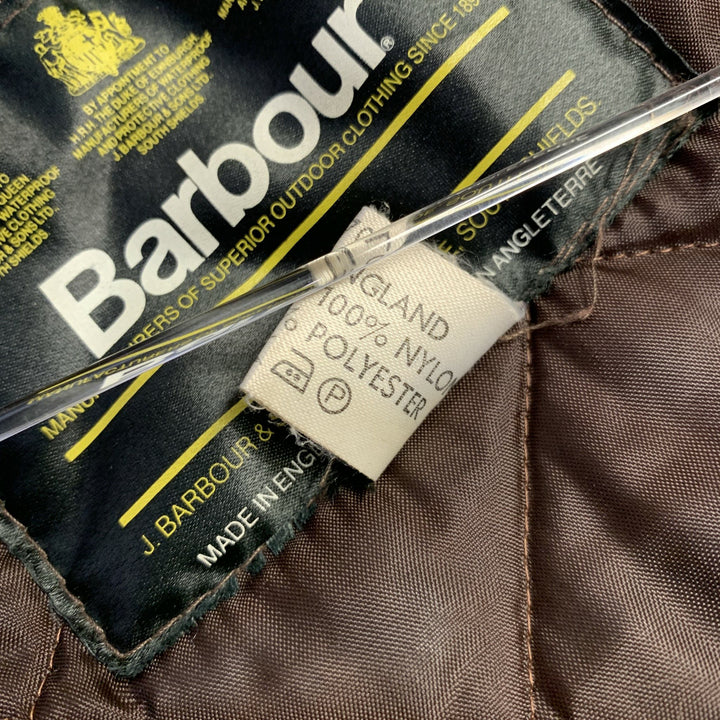 BARBOUR Size XL Brown Quilted Nylon Snaps Jacket