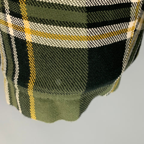 TOMAS MAIER Size 31 Green Yellow Plaid Cotton Button Fly Shorts