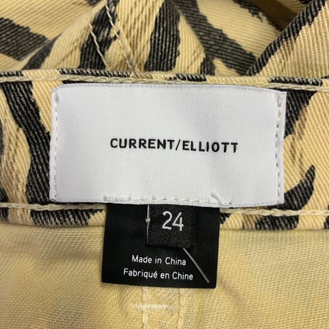 CURRENT / ELLIOTT Size 24 Beige Grey Cotton Blend Zebra Casual Pants