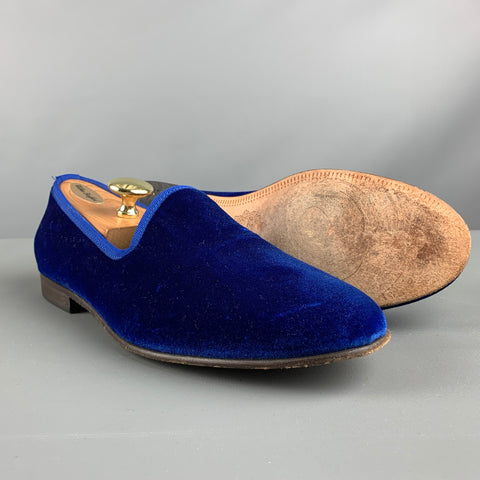 DEL TORO Size 9.5 Royal Blue Textured Velvet Slip On Loafers
