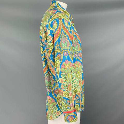 ROBERT GRAHAM Size XL Blue Multi Color Paisley Cotton Long Sleeve Shirt