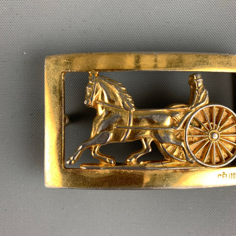 CELINE Gold Metal Equestrian Carriage Belt Buckle