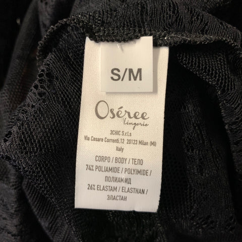 OSEREE Size S M Black Polyamide Elastane Lace Button Up Shirt