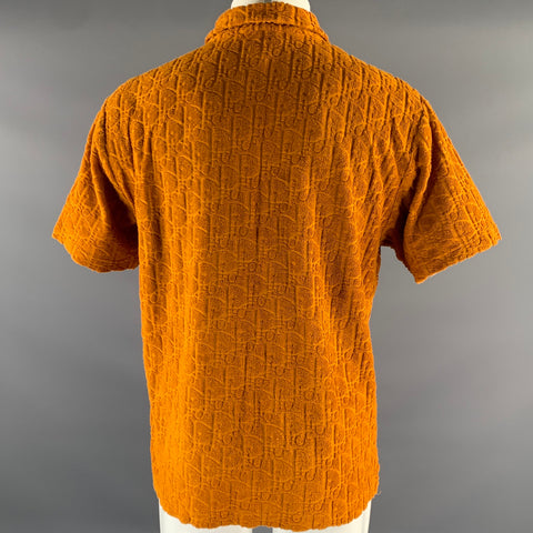 DIOR Size L Orange Rust Oblique Cotton Short Sleeve Polo