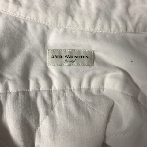 DRIES VAN NOTEN Size XS White Quilted Cotton Blend Long Sleeve Shirt