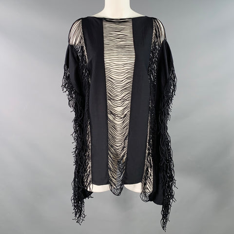 PILYQ Size S Monique Black Polyamide Blend Fringe Sleeveless Casual Top
