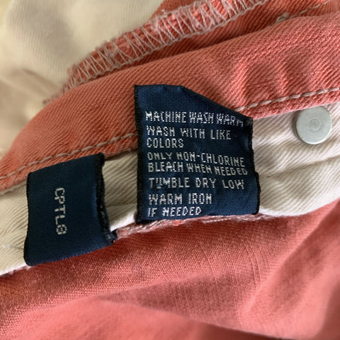 RALPH LAUREN Size 34 Pink Distressed Cotton Button Fly Casual Pants