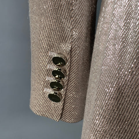 TOCCIN(NY) Size 4 Rose Silver Metallic Twill Double Breasted Jacket Blazer