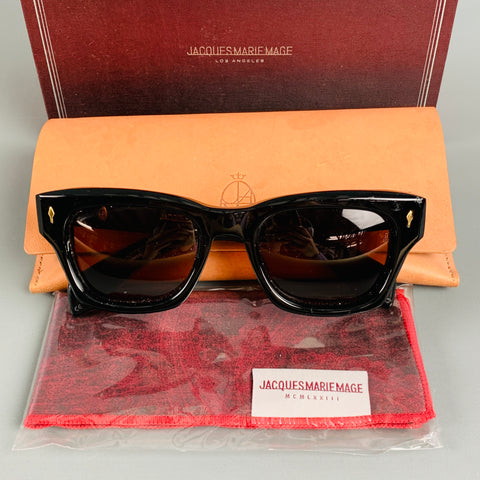 JACQUES MARIE MAGE Black Gold Stripe Acetate Sunglasses