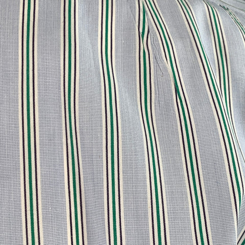 Chemise manches longues à poignets mousquetaires en coton à rayures bleues et vertes, taille L, de la marque TURNBULL & ASSER