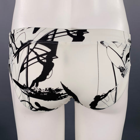 CHARLIE Size S White Black Abstract Nylon Blend Speedo