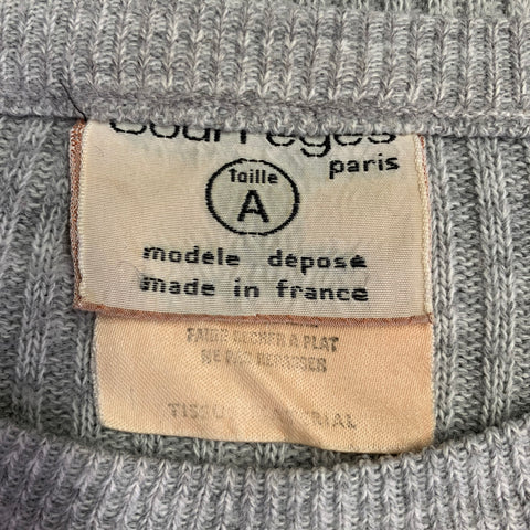 COURREGES Size S Grey Rib Knit Crew Neck Pullover