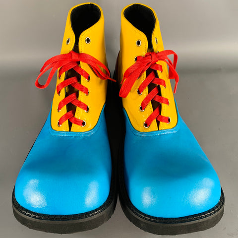 CUSTOM MADE Size 11 Multi Color Color Block Leather Lace-Up Clown Ankle Boots