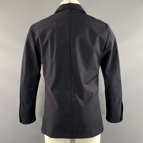 ATELIER MUNRO Size M Navy Solid Polyester Blend Windbreaker Jacket