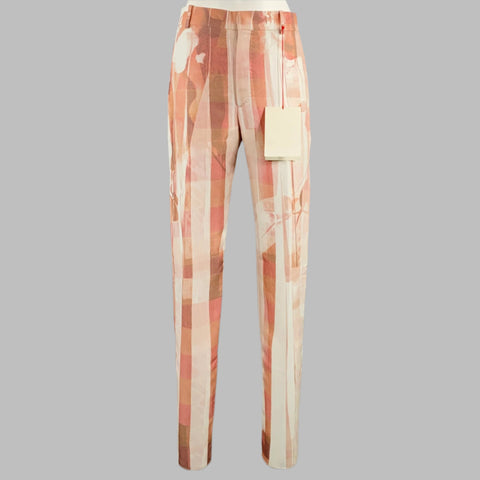 ALEXANDER MCQUEEN SS21 Size 38 Pink White Print Viscose Double Breasted Suit