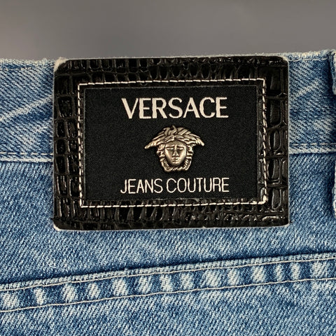 VERSACE JEANS COUTURE Size 34 Blue Cotton Twill Tapered Zip Fly Jeans