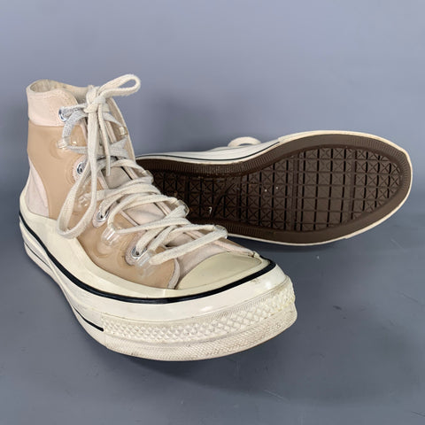 CONVERSE Size 8 Cream Tan 171258C Canvas High Top Lace Up Shoes