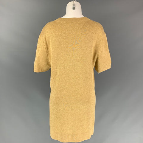 NEIL BARRETT Talla M Jersey largo de mezcla de poliéster metálico dorado dorado