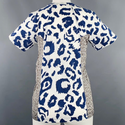 COMME des GARCONS Size M White Blue Grey Cotton Animal Print T-Shirt