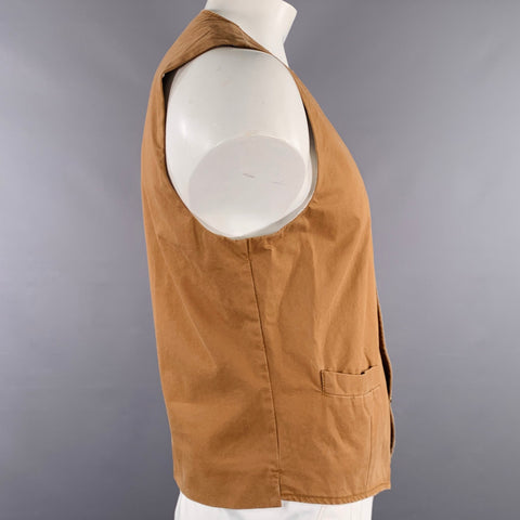 DANIELE ALESSANDRINI Size L Khaki Cotton Buttoned Vest