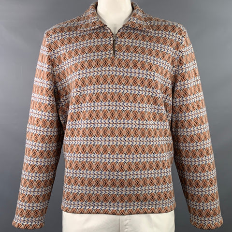 BODE Size XXL Multi Color Knit Merino Wool Geometric 1/4 Zip Sweater