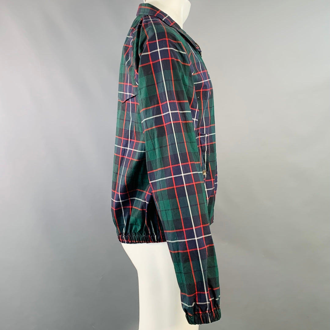 POLO by RALPH LAUREN Size M Green Navy Red Plaid Cotton Zip Up Harrington Jacket