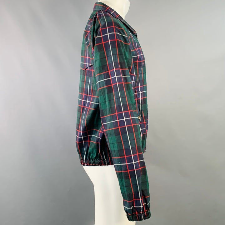 POLO by RALPH LAUREN Size M Green Navy Red Plaid Cotton Zip Up Harrington Jacket