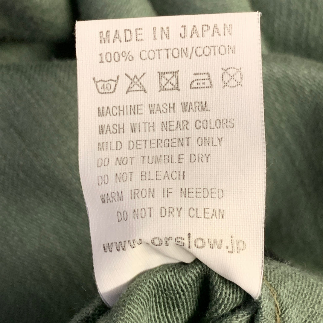 ORSLOW Size 34 Olive Green Cotton Straight Casual Pants