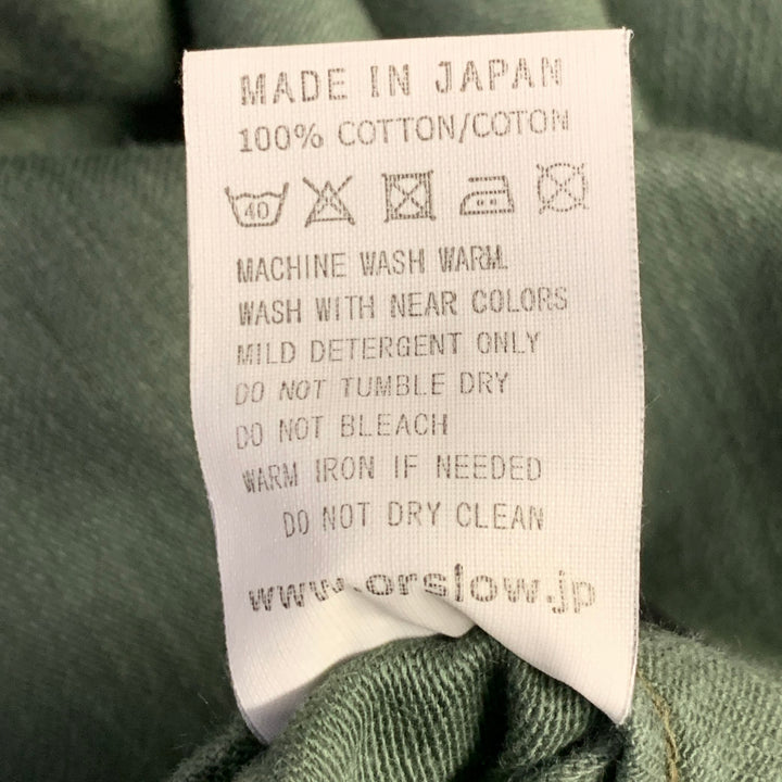 ORSLOW Size 34 Olive Green Cotton Straight Casual Pants