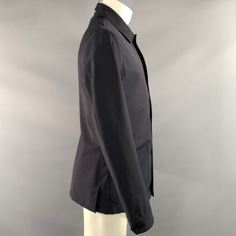 ATELIER MUNRO Size M Navy Solid Polyester Blend Windbreaker Jacket
