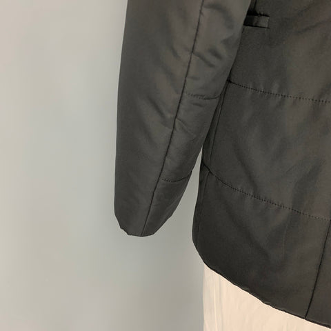 CALVIN KLEIN COLLECTION Size 44 Black Quilted Polyester Sport Coat